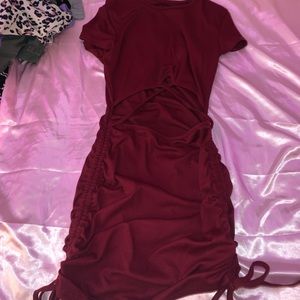 red dress with cut out stomach